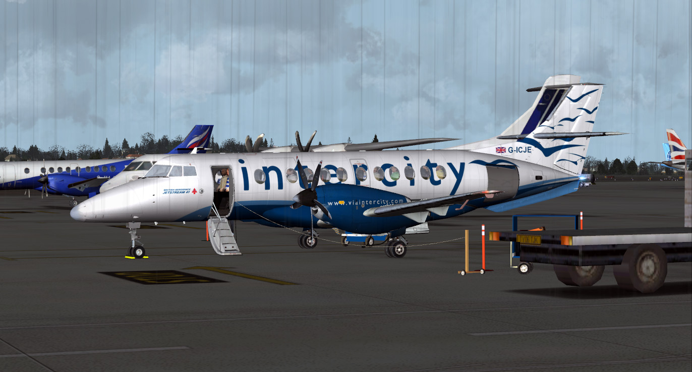 Disembarkation at Edinburgh, icing from the final stages of approach still evident on the leading ed